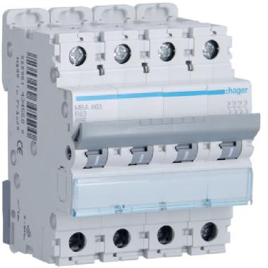 INTERR. AUTOM.4P 63A 6 KA B 4M - HAGER MBA463 product photo Photo 01 3XL