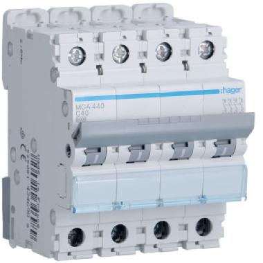 INTERRUTTORE AUTOMATICO 4P 40A 6 KA C 4M - HAGER MCA440 product photo Photo 01 3XL