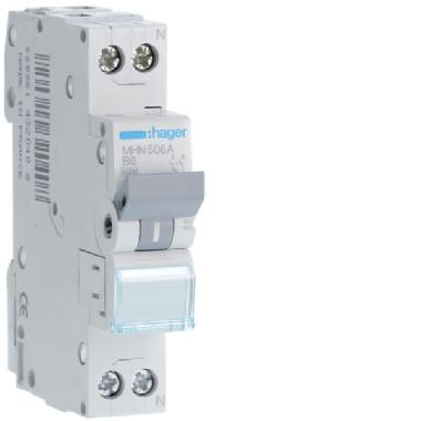 Interr. autom.1p+n 6a 4.5ka b 1m - HAGER MHN506A product photo Photo 01 3XL