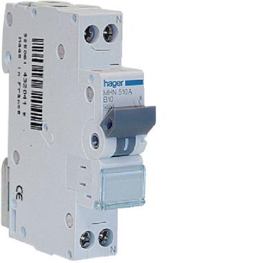 INTERR. AUTOM.1P+N 10A 4.5KA B 1M - HAGER MHN510A - HAGER MHN510A product photo Photo 01 3XL