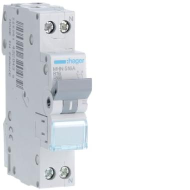 INTERR. AUTOM.1P+N 16A 4.5KA B 1M - HAGER MHN516A - HAGER MHN516A product photo Photo 01 3XL