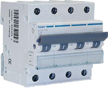 -INTERRUTTORE AUTOMATICO 4P 16A 4.5KA C 4M - HAGER MYN416 product photo Photo 01 3XL