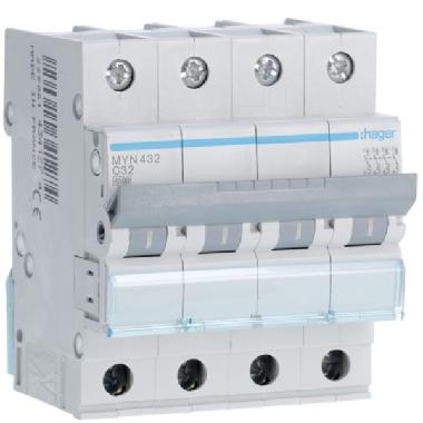 INTERRUTTORE AUTOMATICO 4P 32A 4.5KA C 4M - HAGER MYN432 product photo Photo 01 3XL