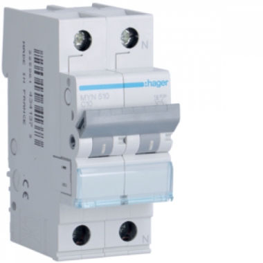 INTERRUTTORE AUTOMATICO MAGNETOTERMICO 1P+N 4.5KA C-10A 2M - HAGER MYN510 product photo Photo 01 3XL