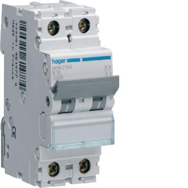 INTERR. AUTOM. 2P 16A 10KA B 2M - HAGER NBN216A - HAGER NBN216A product photo Photo 01 3XL
