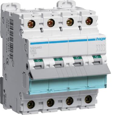 INTERRUTTORE AUTOMATICO 4P 63A 15KA D 4 - HAGER NSN463 - HAGER NSN463 product photo Photo 01 3XL