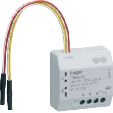 MOD. RF KNX 2 IN + 1 OUT 3A AC1 230V QLINK - HAGER TRM693G - HAGER TRM693G product photo Photo 01 3XL