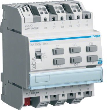 MOD.KNX TP 6 OUT 4A AC1 230V - 4M - HAGER TXA206A product photo Photo 01 3XL