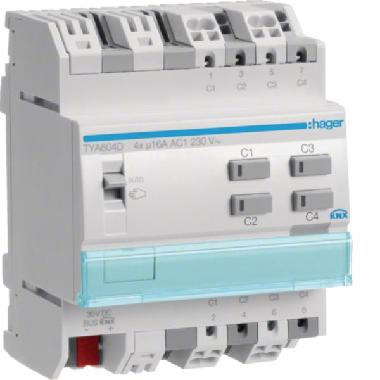 MOD.KNX+ TP 4 OUT 16A AC1 230V C-LOAD 4M - HAGER TYA604D product photo Photo 01 3XL