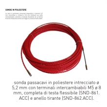 SONDA PASSACAVI 60 MT POLIESTERE INTRECCIATO ARANCIO 5,2MM M5 - CONTACT ITALIA SND-P052.60TI product photo