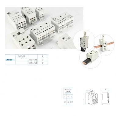 MORSETTIERA DIN BLOCCO DI RIPARTIZIONE COMPATTO 160A 11 USCITE - CONTACT ITALIA CM16011 product photo Photo 01 3XL