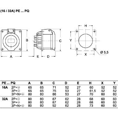 PRESA INC.DIR.380V 16A 4P - ILME PE1664PQ product photo Photo 02 3XL