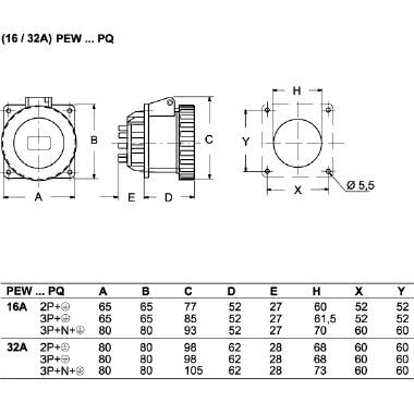 PR.INC.DIR.380V 16A 5P - ILME PEW1665PQ product photo Photo 02 3XL