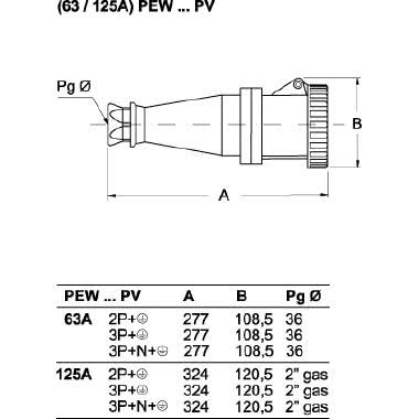 PRESA VOLANTE 3P+N+T 63A 380V 6H IP67 - ILME PEW6365PV - ILME PEW6365PV product photo Photo 02 3XL
