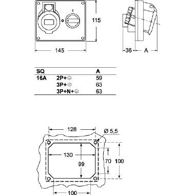 PR+INT.380V 16A 4P QUADRO - ILME SQ1664 product photo Photo 02 3XL