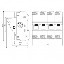 PORTAF SEZ.BCH 3X51N 50A 690V - ITALWEBER BCH3X51N50/690 - ITALWEBER BCH3X51N50/690 product photo