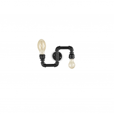 LAMPADA DA PARETE APPLIQUE PLUMBER AP2 NERO - IDEAL LUX 136691 product photo Photo 01 3XL