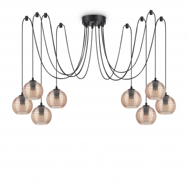 LAMPADARIO SOSPENSIONE RIGA SP8 AMBRA - IDEAL LUX 241173 product photo Photo 01 3XL