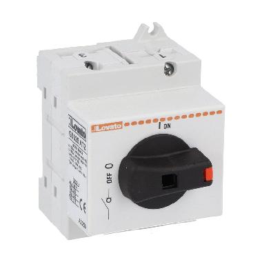 Interruttore sezionatore, per applicazioni fotovoltaiche, esecuzione comando diretto completo di maniglia nera, 16a 1000v - LOVATO GD025AT2 product photo Photo 01 3XL