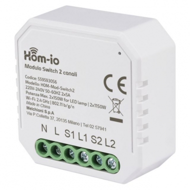 MODULO DUAL SWITCH DA INCASSO 10A 2 CANALI WIFI HOM-MOD-SWITCH2 - MELCHIONI 559593056 product photo Photo 01 3XL