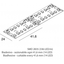 STRIP LED DOPPIA PISTA 25W/M  SMD 2835 (336 LED/M) 24V CRI90 - NOVALUX 100916/99 product photo