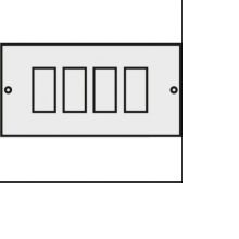 PLACCA ALLUMINIO CON VITI CHAMPAGNE 4 FORI TIPO SERIE MAGIC - FEB ELETTRICA 2504 product photo