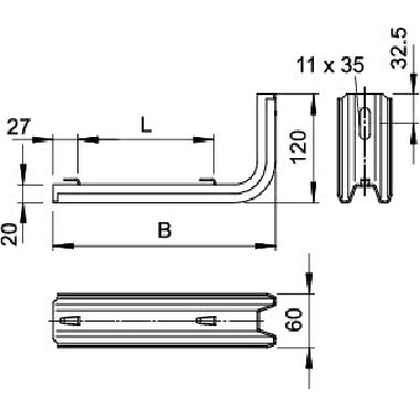 TPSAG 345 FS MENSOLA PARETE E PROFILATO TP - OBO BETTERMANN 6366066 - OBO BETTERMANN 6366066 product photo Photo 02 3XL