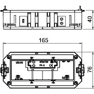 Portapparecchi UT3 per Modul45 con piastra 165x76x40, PA, nero grafite, 9011 - OBO BETTERMANN 7408723 product photo Photo 02 3XL