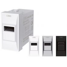 ALIMENTATORE USB DA INCASSO 5VDC - 2.1A MAX CON FORNTALINI BIANCO ANTRACITE E ALLUMINIO INTERCAMBIABILI 1 MODULO DIN 230V - ORBIS MINICARGUSB product photo