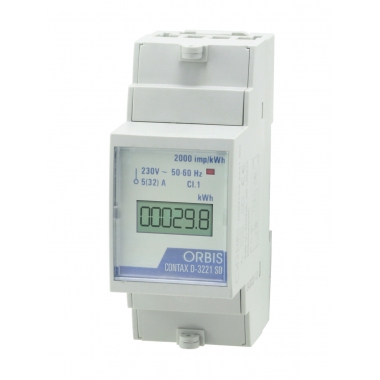 CONTATORE MONOFASE ENERGIA ATTIVA 2 MODULI 32A INSERZIONE DIRETTA DISPLAY DIGITALE LAMPEGGIO LED 0.5WH/IMP - ORBIS CONTAXD/3221SO product photo Photo 01 3XL