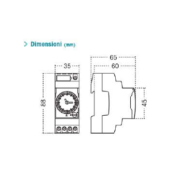 INTERRUTTORE ORARIO ELETTROMECCANICO 2 MODULI DIN GIORNALIERO RISERVA 150 ORE 230V - ORBIS DUOQRD product photo Photo 02 3XL