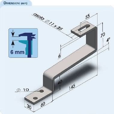 SS-M STAFFA SEMPLICE IN ACCIAIO ZINCATO A CALDO PER TEGOLE MARSIGLIESI, SPESSORE 6MM - ORBIS OB620270 product photo Photo 02 3XL