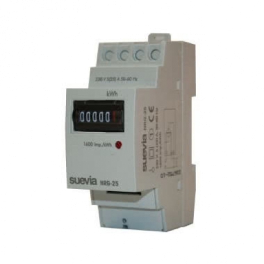 NRG-25 CONTATORE MONOFASE DI ENERGIA ATTIVA, 2 MODULI , 25A, INS.DIRETTA, DISPLAY ELETTROMECCANICO,LAMPEGGIO LED 0,625 WH/IMP - ORBIS OB709100 product photo Photo 01 3XL