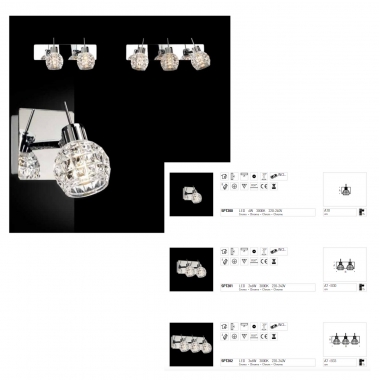 CLEOPATRA LED 2X6W 3000K CROMO - PAN INTERNATIONAL-ALTATENSIONE SPT201 product photo Photo 01 3XL