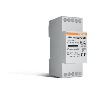 TRASFORMATORE 10VA SERVIZIO INTERMITTENTE BIANCO 230 4-8-12V - PERRY ELECTRIC 1TDTR10SI/QOD product photo Photo 01 3XL