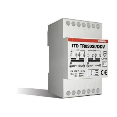 TRASFORMATORE 30VA SERVIZIO INTERMITTENTE 230 12-12-24V BIANCO - PERRY ELECTRIC 1TDTR30SI/DDV product photo Photo 01 3XL