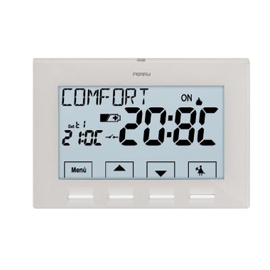 TERMOSTATO DIGITALE A MENU' PARETE 3V NEXT BIANCO A BATTERIA 1TPTE028B PERRY - PERRY ELECTRIC 1TPTE028B product photo Photo 01 3XL