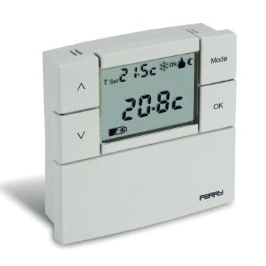TERMOSTATO DIGITALE LCD ZEFIRO DA PARETE BIANCO 80X80 CON DISPLAY LCD A BATTERIE - PERRY ELECTRIC 1TPTE530B product photo Photo 06 3XL