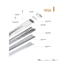 PLAFONIERA FLUORESCENTE T8 VEGA 2X36W SOLO CORPO LAMPADA 1680 X 140 X 65 NERO - PLEXIFORM 13023601 product photo