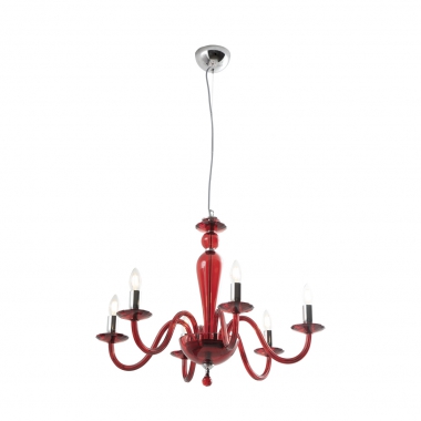 SOSP. 6 LUCI IN VETRO RUBINO - ROSSINI ILLUMINAZIONE CRI002RU product photo Photo 01 3XL