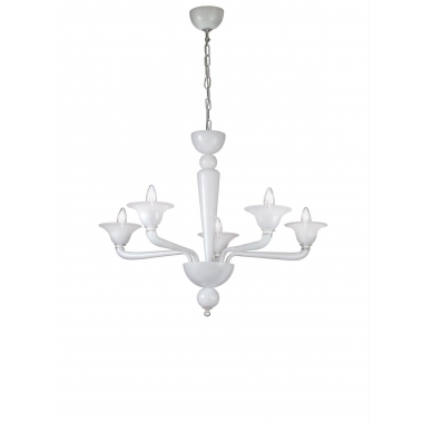 LAMPADARIO MURANO BIANCO 5 LUCI - ROSSINI ILLUMINAZIONE MAC001B product photo Photo 01 3XL