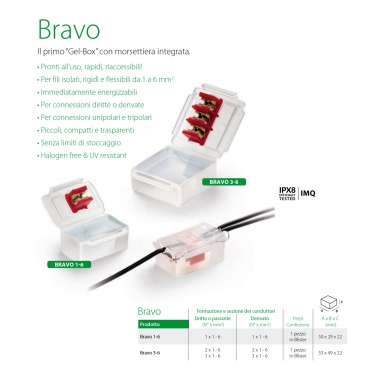 MORSETTERIA TRIPOLARE CONNESSIONE CAVI IPX8 (CF 1 PZ) BRAVO 3-6 MICRO - RAYTECH BRAVO3-6 product photo Photo 01 3XL