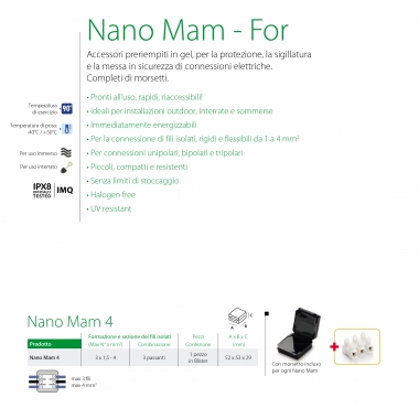 ACCESSORIO IPX8 PRERIEMPITO IN GEL CON MORSETTI TENSIONE 450/750 V - RAYTECH NANOMAM-4 product photo Photo 02 3XL