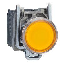 Pulsante luminoso giallo Ø22 - filoghiera ad impulso - 120V - 1NO+1NC - LED universale - SCHNEIDER ELECTRIC XB4BW35G5 product photo