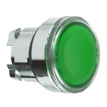 Testa pulsante luminoso Ø22 - verde - per inserimento etichetta- per LED universale - SCHNEIDER ELECTRIC ZB4BA38 product photo