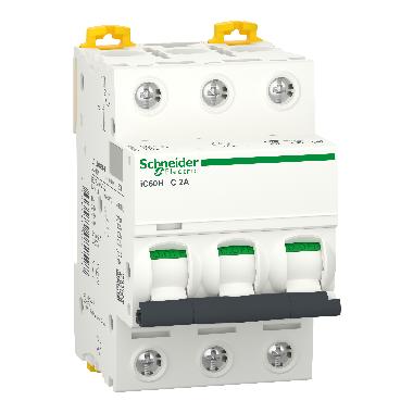 Interruttore magnetotermico iC60H 3P C 2A 10000A - SCHNEIDER ELECTRIC A9F84302 product photo Photo 01 3XL