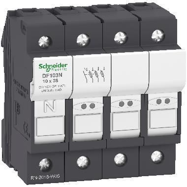 Portafusibile TeSys DF 32A - fusibile 10x38 3P+N - SCHNEIDER ELECTRIC DF103N product photo Photo 01 3XL