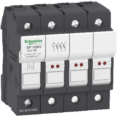 Portafusibile TeSys DF 32A - fusibile 10x38 3P+N con LED - SCHNEIDER ELECTRIC DF103NV product photo Photo 01 3XL