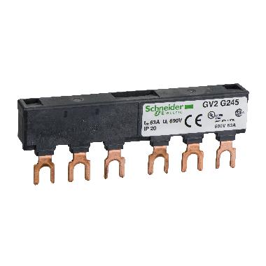 Sbarra a 3 poli - 63 A - 2 derivazioni - Passo 45 mm - SCHNEIDER ELECTRIC GV2G245 product photo Photo 01 3XL