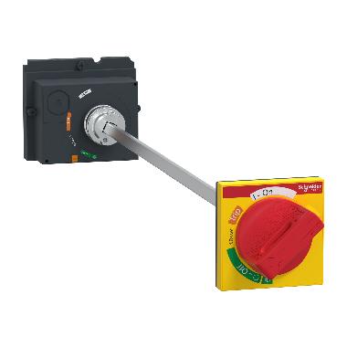 Manovra rotativa rinviata, compatta NSX100/160/250, manovra rossa su fronte giallo, lunghezza albero da 185 mm a 600 mm, IP55 - SCHNEIDER ELECTRIC LV429340T product photo Photo 01 3XL